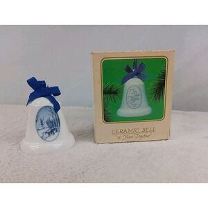 Vintage Hallmark Ceramic Bell Ornament 10 Years Together 1984 Christmas Bell‎